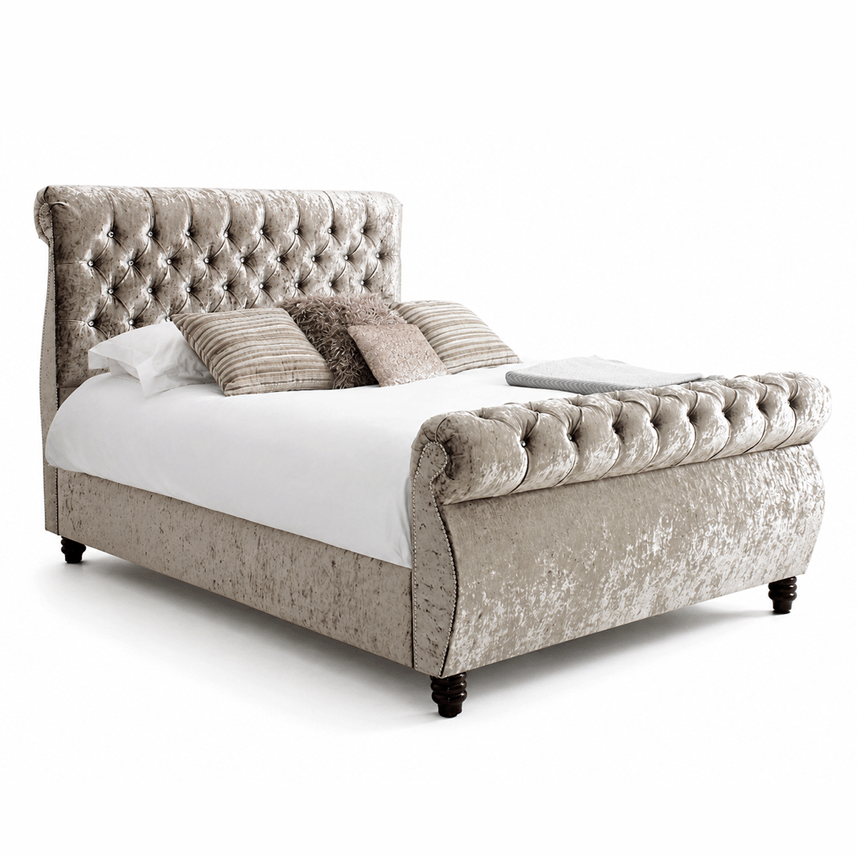 Royal Swan Crushed Velvet Bed Frame