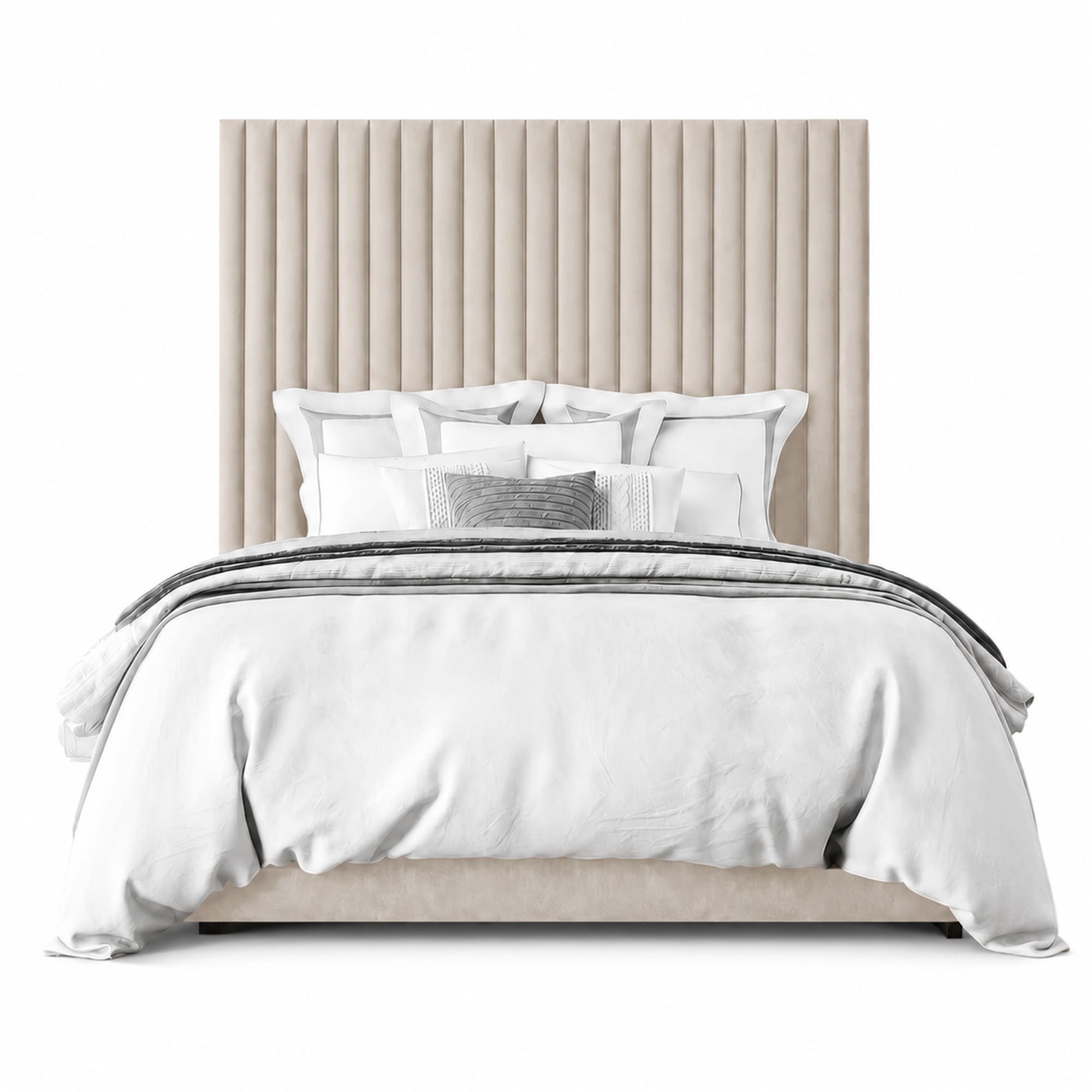 Multi Panel Plush Fabric Bed Frame