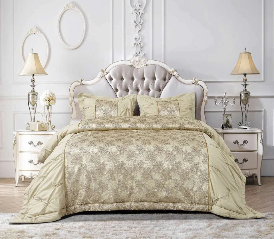 Maya 3 Piece Quilted Jacquard Bedspread Set