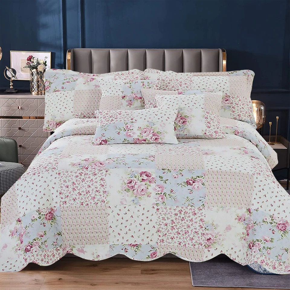 Patchwork 3 Piece Quilted Bedspread Set