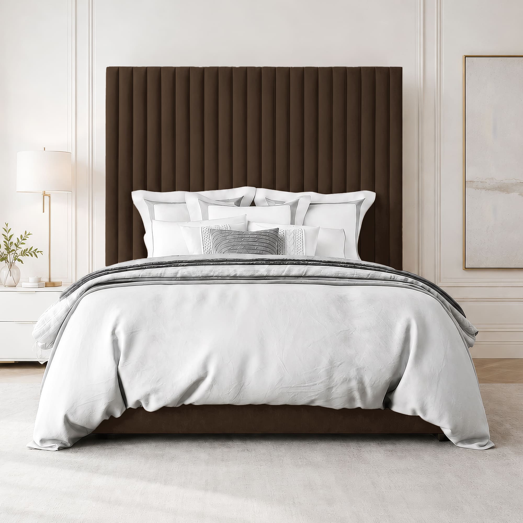 Grace Multi Panel Plush Fabric Ottoman Bed Frame