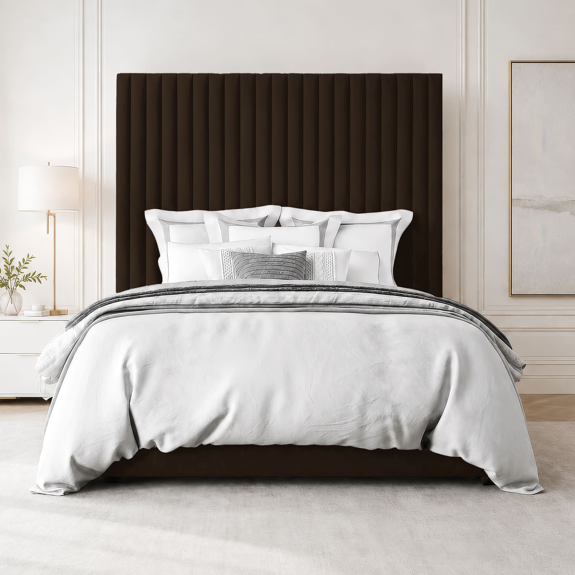 Grace Multi Panel Plush Fabric Ottoman Bed Frame