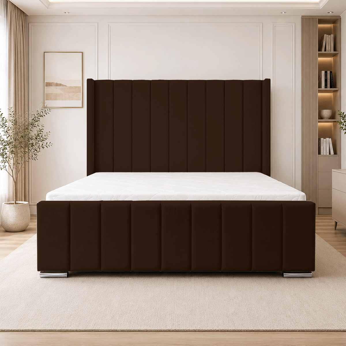 ARIZONA Chenille Fabric Upholstered Bed Frame with slats