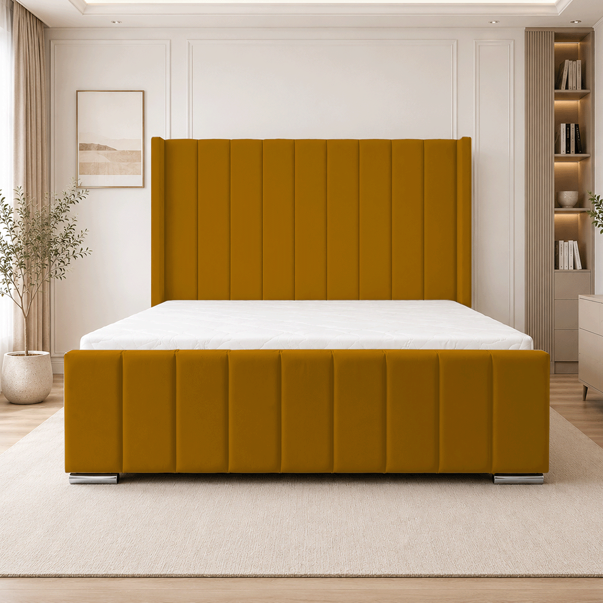 ARIZONA Chenille Fabric Upholstered Bed Frame with slats