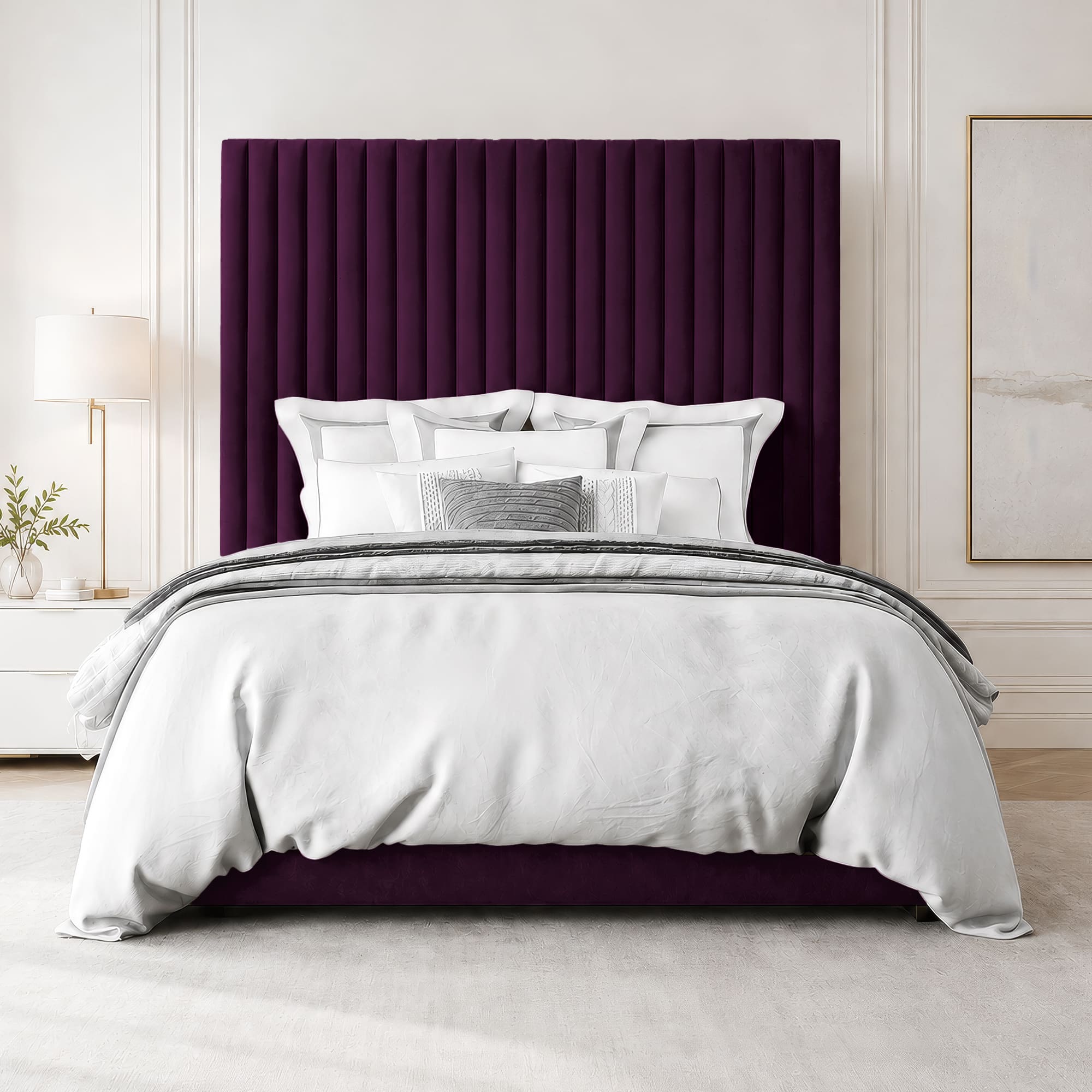 Grace Multi Panel Plush Fabric Ottoman Bed Frame