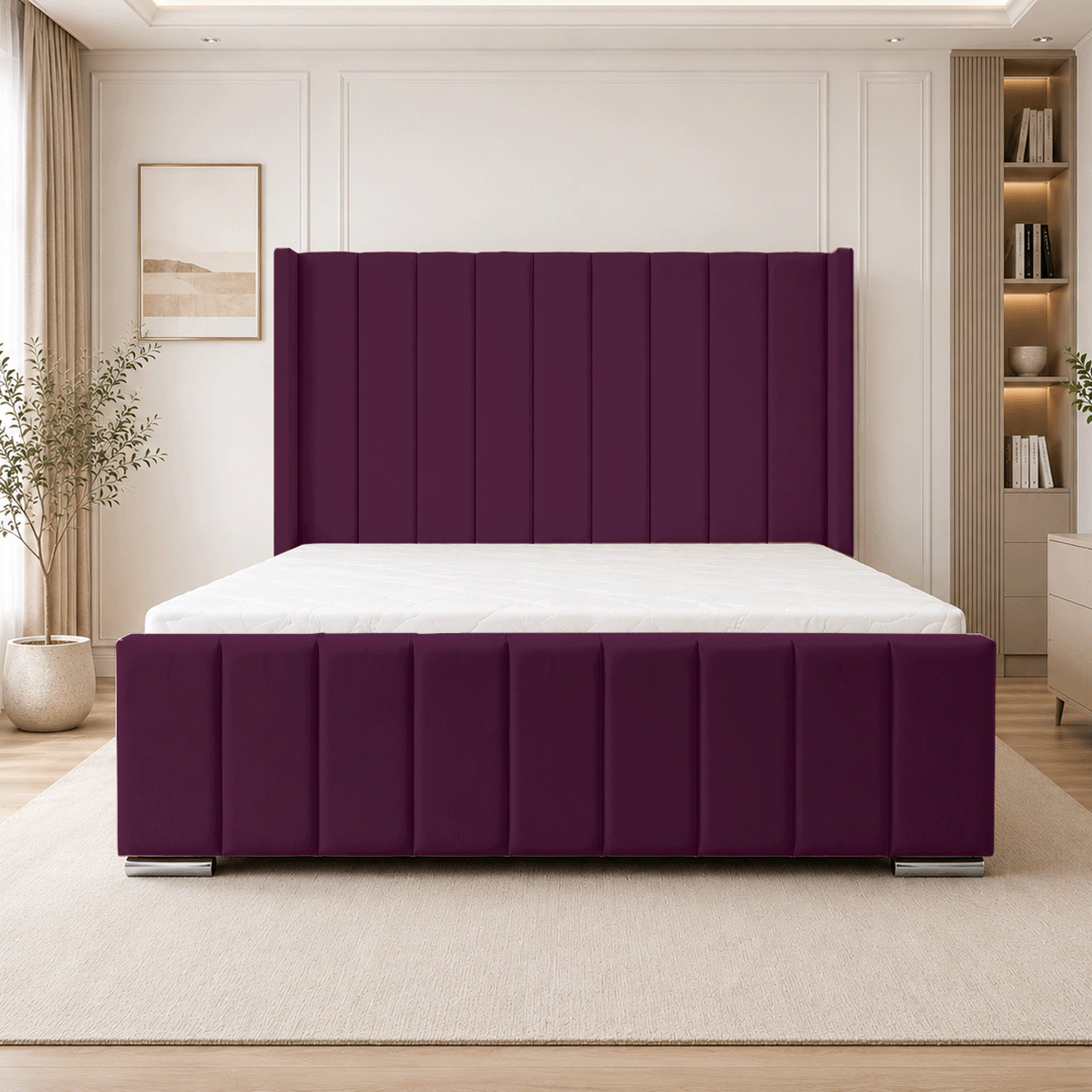 ARIZONA Chenille Fabric Upholstered Bed Frame with slats