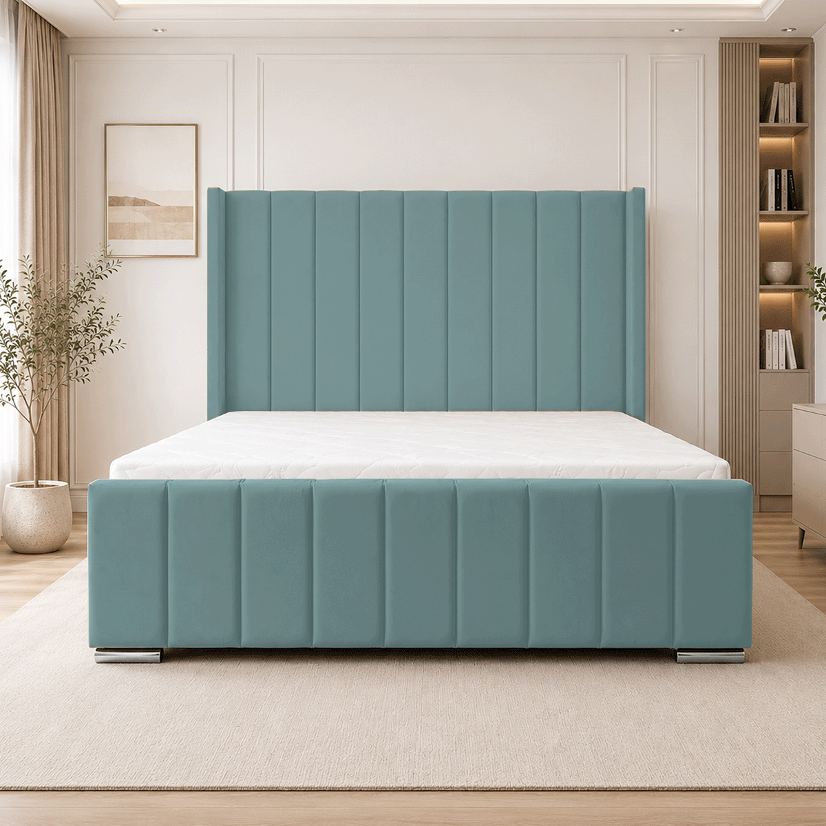 ARIZONA Chenille Fabric Upholstered Bed Frame with slats