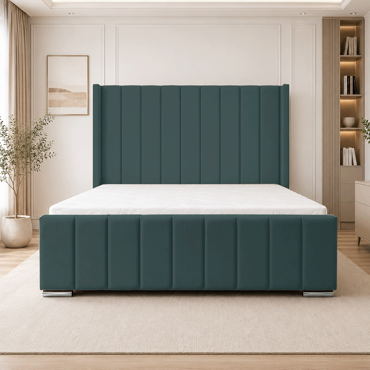 ARIZONA Chenille Fabric Upholstered Bed Frame with slats