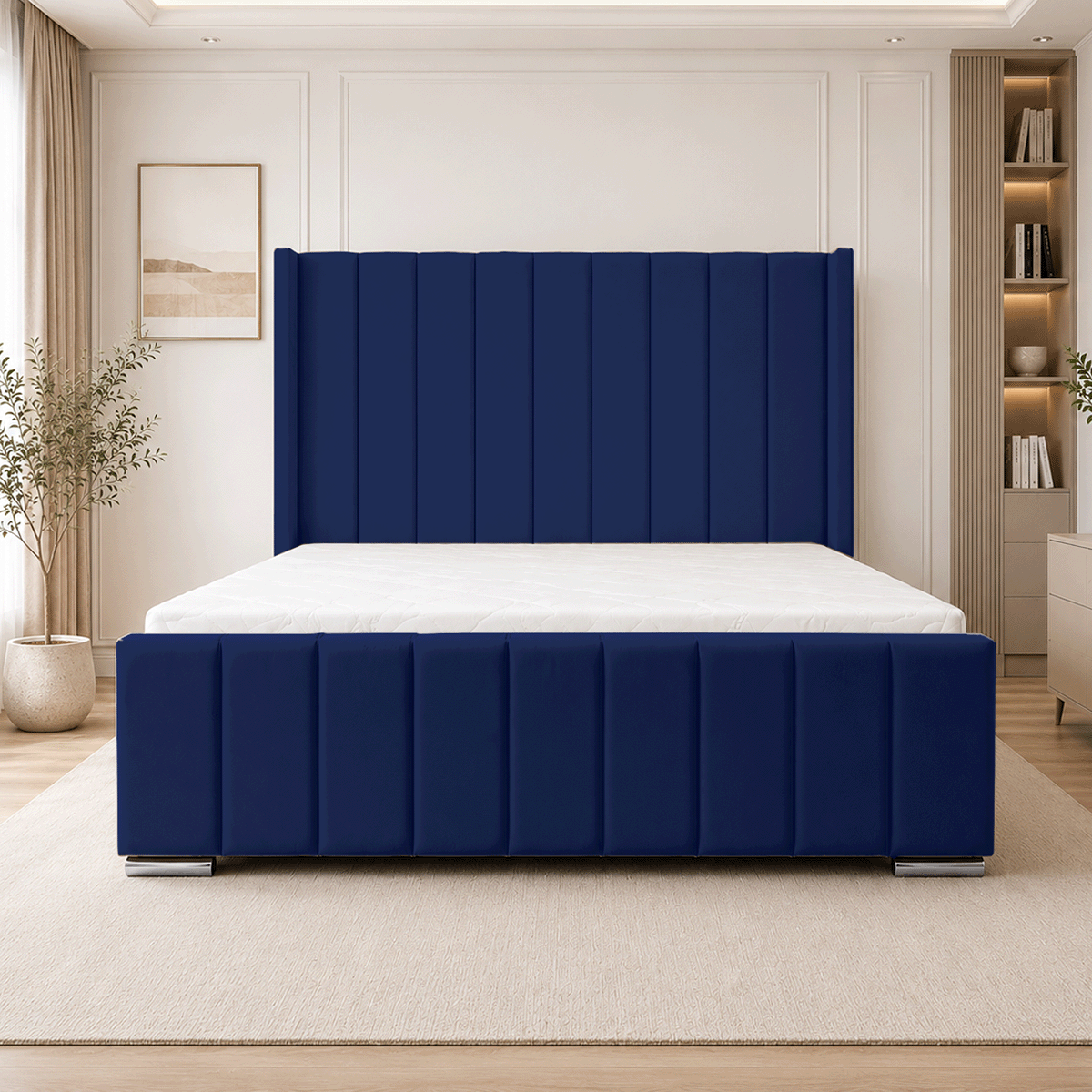 ARIZONA Chenille Fabric Upholstered Bed Frame with slats
