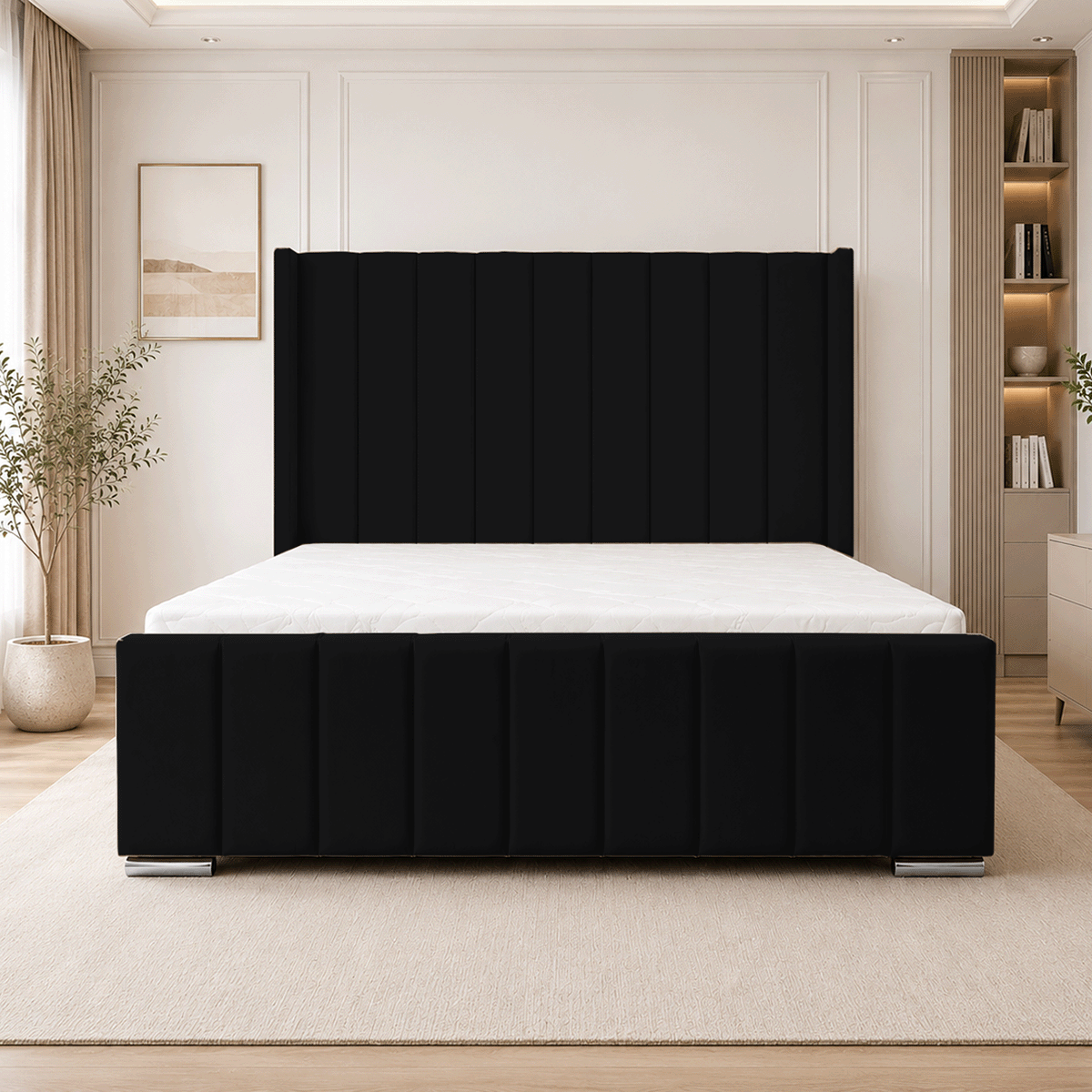 ARIZONA Chenille Fabric Upholstered Bed Frame with slats
