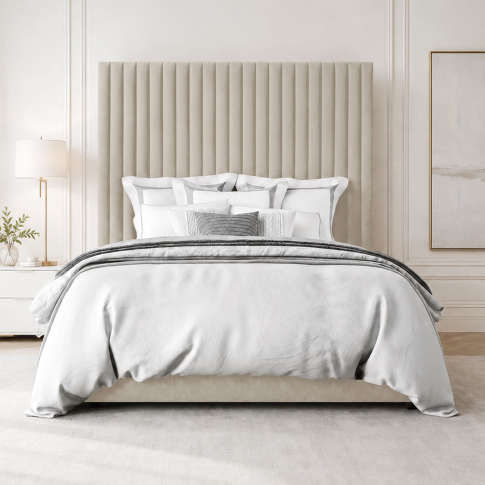 Grace Multi Panel Plush Fabric Ottoman Bed Frame