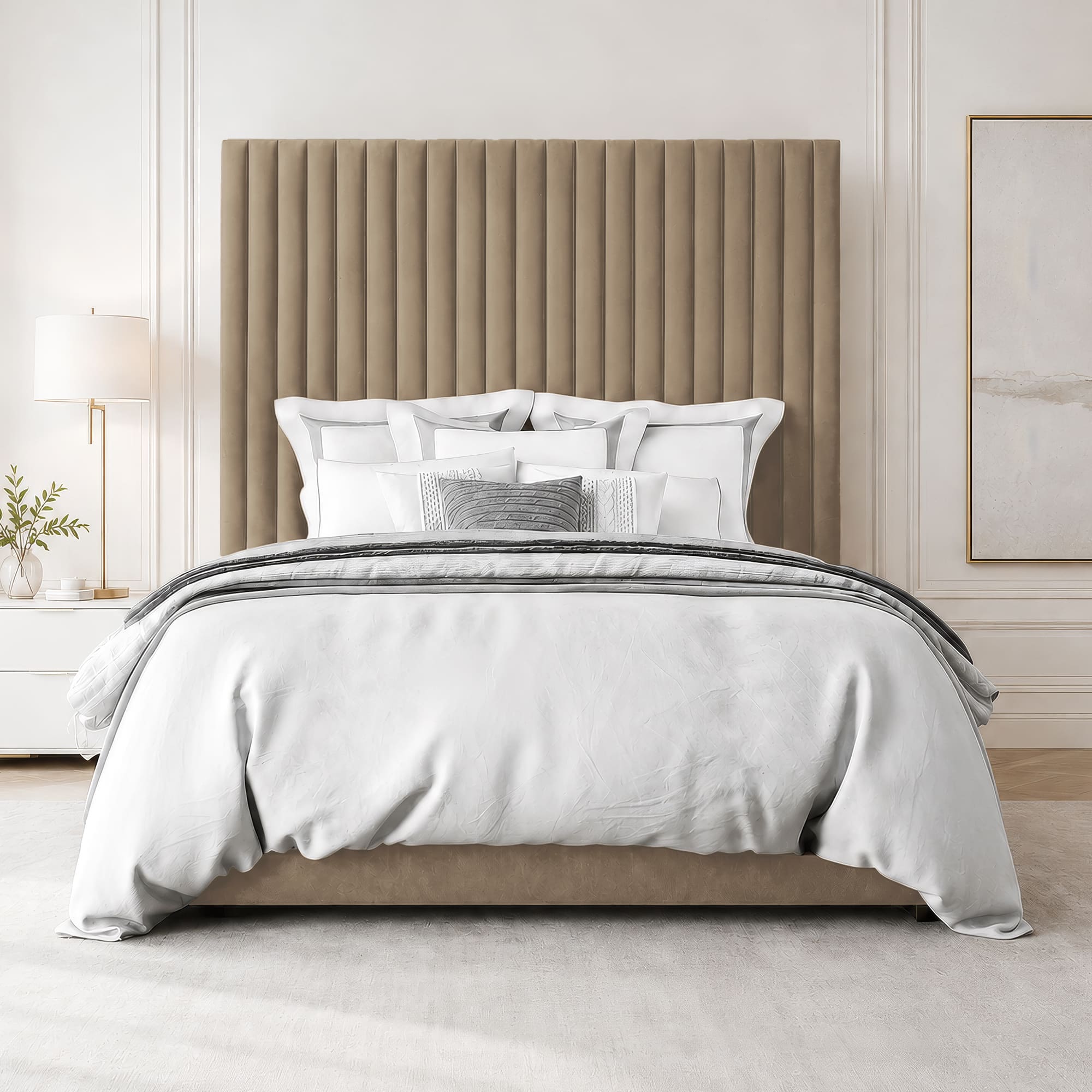 Grace Multi Panel Plush Fabric Ottoman Bed Frame
