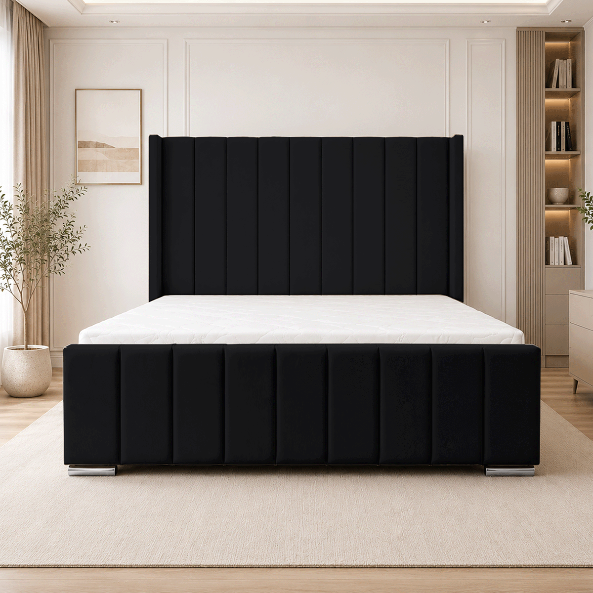 ARIZONA Chenille Fabric Upholstered Bed Frame with slats