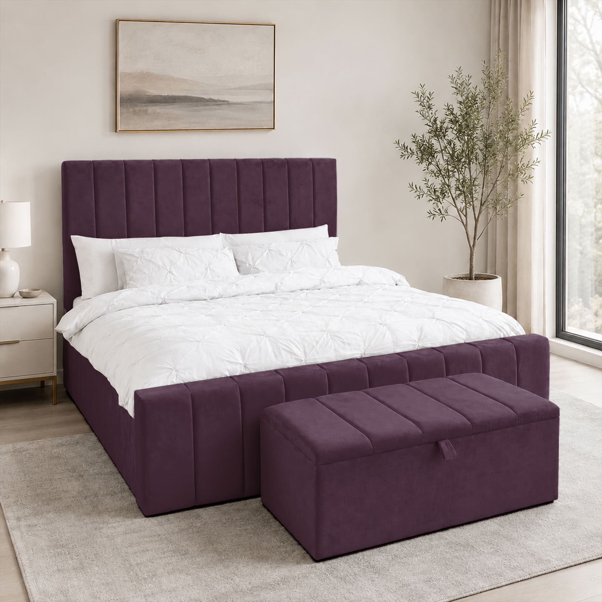 panel plush velvet Upholstered bedframe