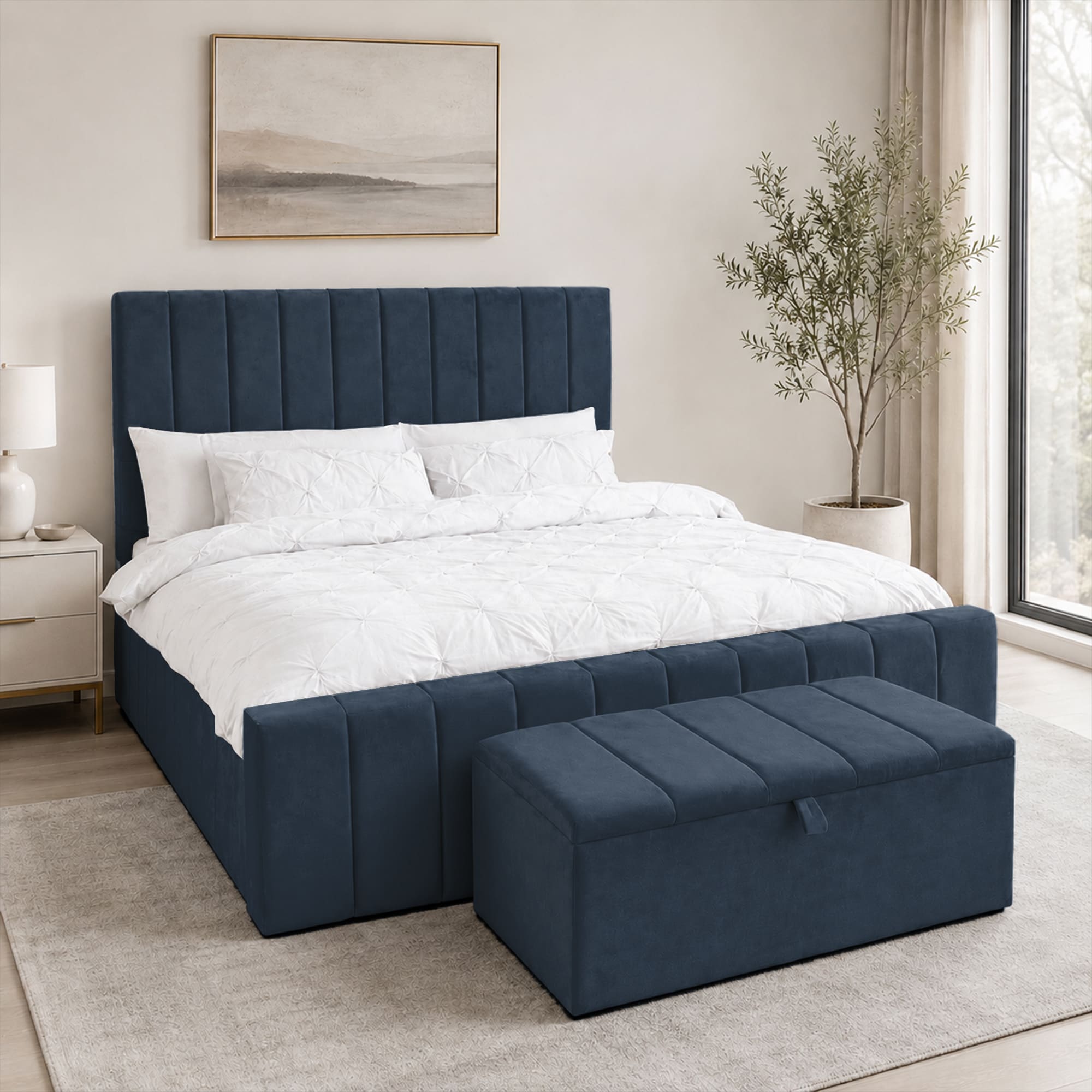 panel plush velvet Upholstered bedframe