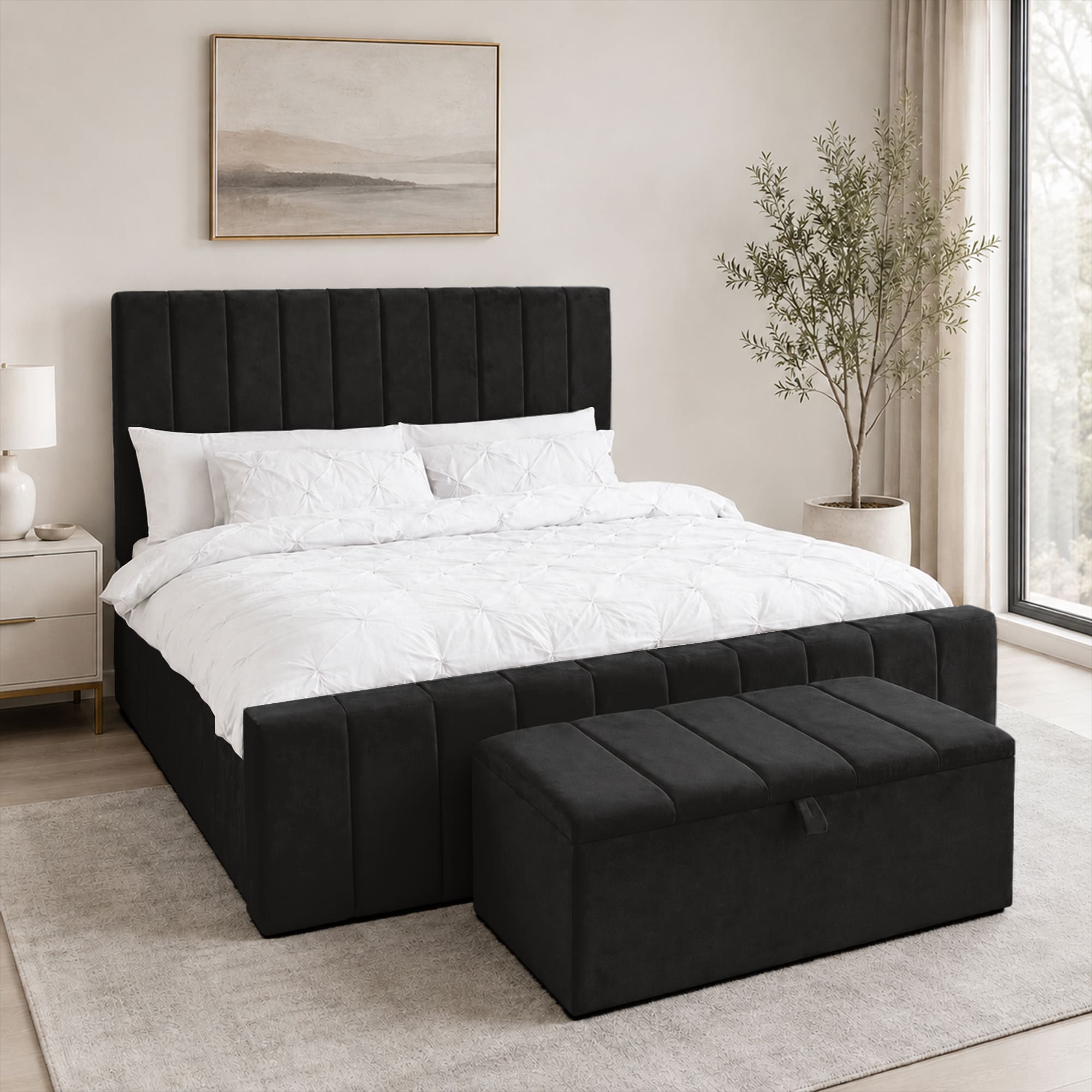 panel plush velvet Upholstered bedframe