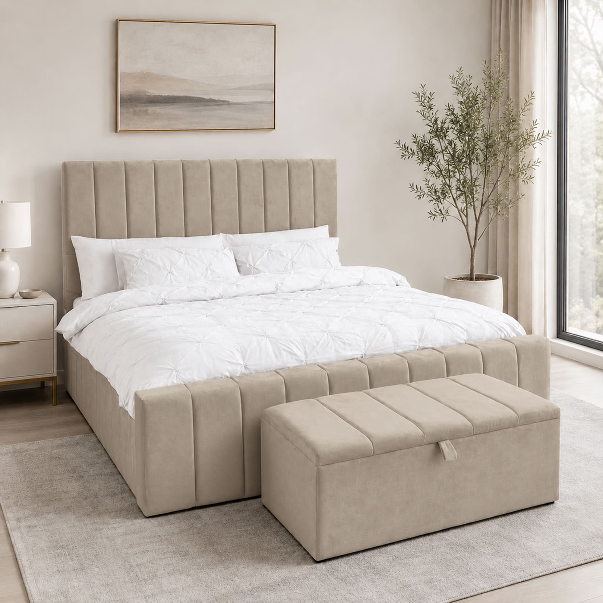 panel plush velvet Upholstered bedframe