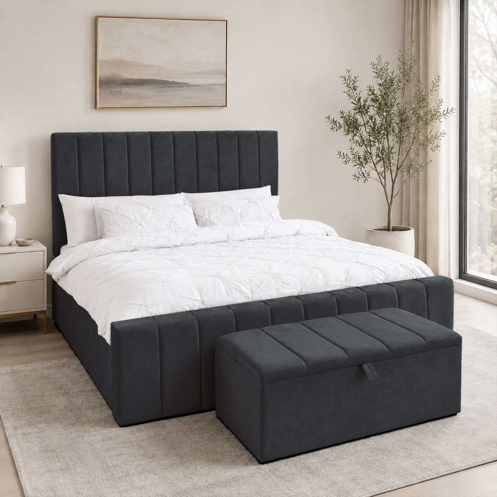 panel plush velvet Upholstered bedframe