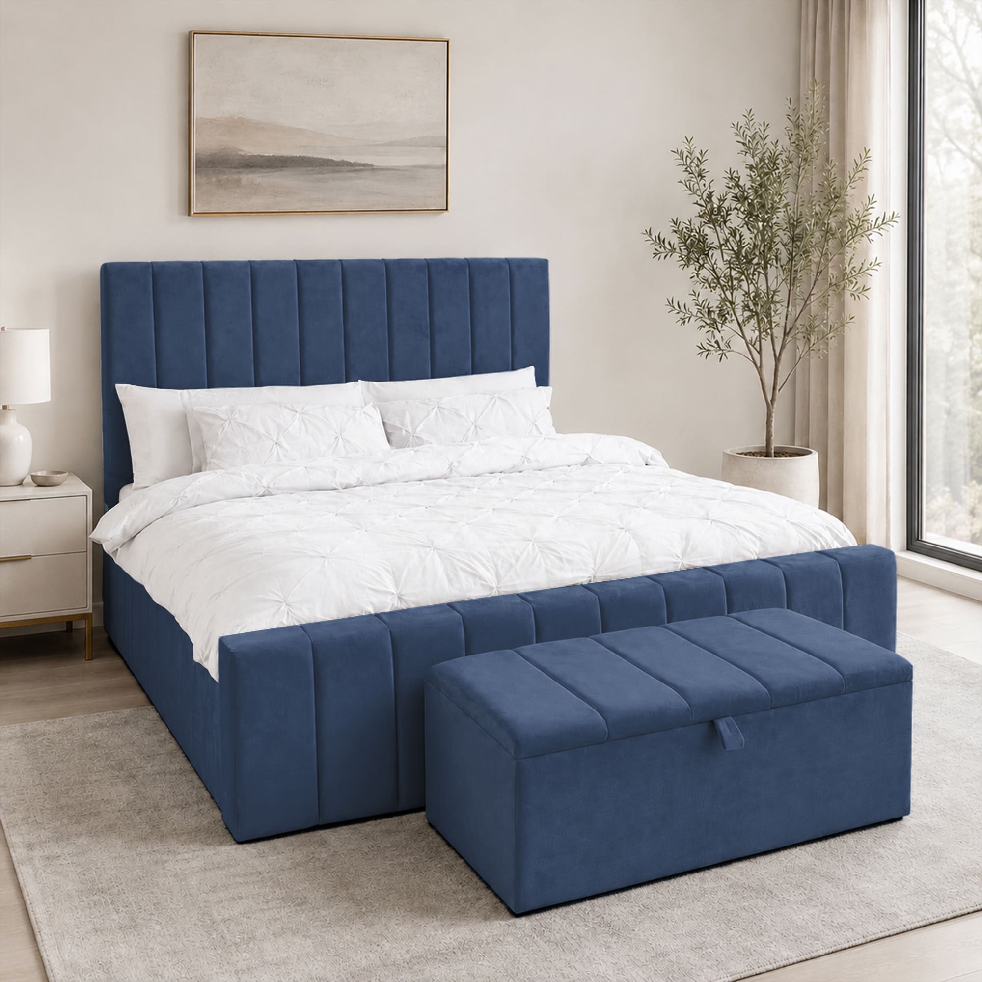 panel plush velvet Upholstered bedframe