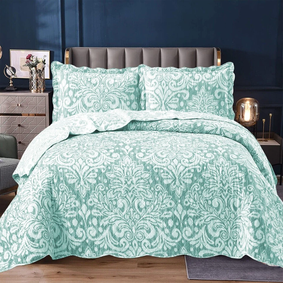 Patchwork 3 Piece Quilted Bedspread Set