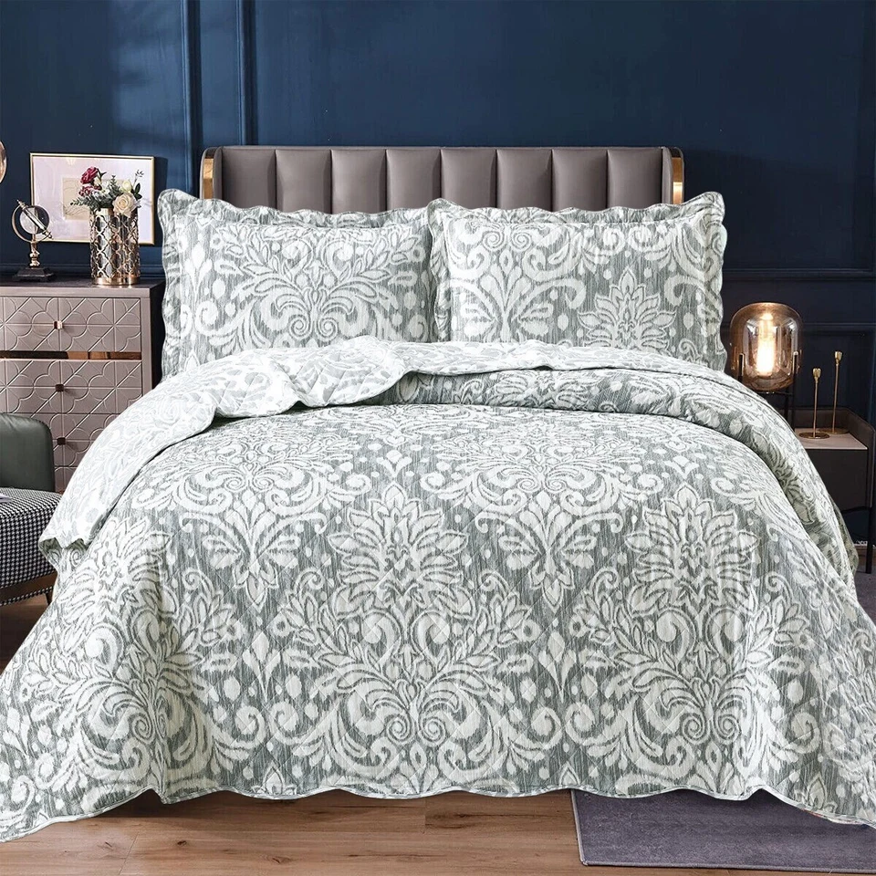 Patchwork 3 Piece Quilted Bedspread Set