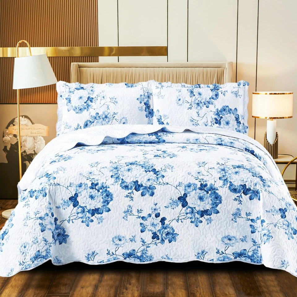 Patchwork 3 Piece Quilted Bedspread Set
